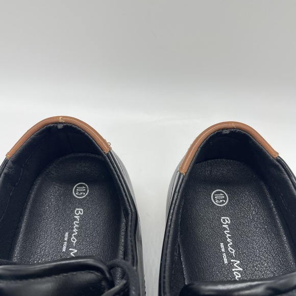 Bruno Marc Mens 10.5 Shoes Oxford Black Stylish Lace Up EUC Brown Trim Preppy - Picture 10 of 10
